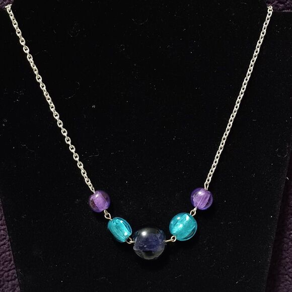 Source Unknown Jewelry - Purple and Blue Necklace, 18"